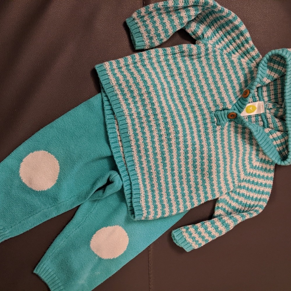 Knit turquoise sweater set